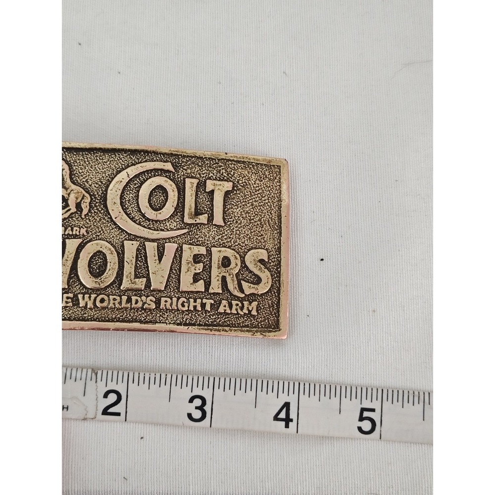 Vintage Bergamot Brass‎ Works Colt Revolvers Worlds Right Arm Brass Belt Buckle - Picture 5 of 6